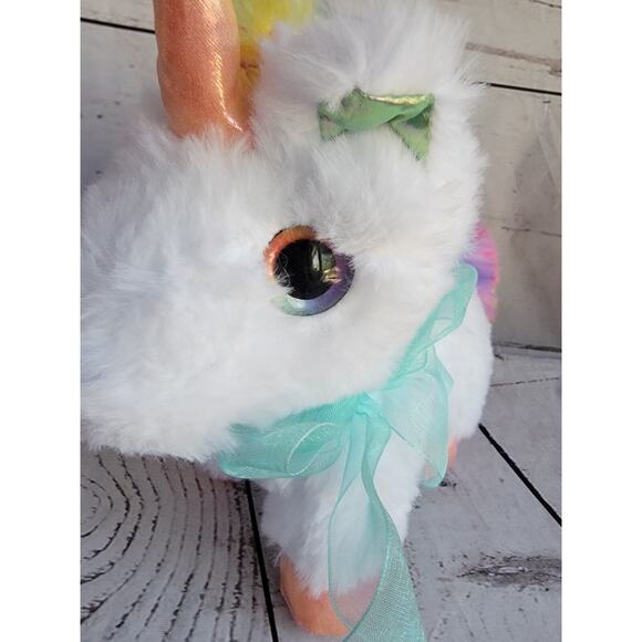 MTY INTERNATIONAL Small White Rainbow Unicorn Plush Rainbow Plastic Eyes - Picture 2 of 7